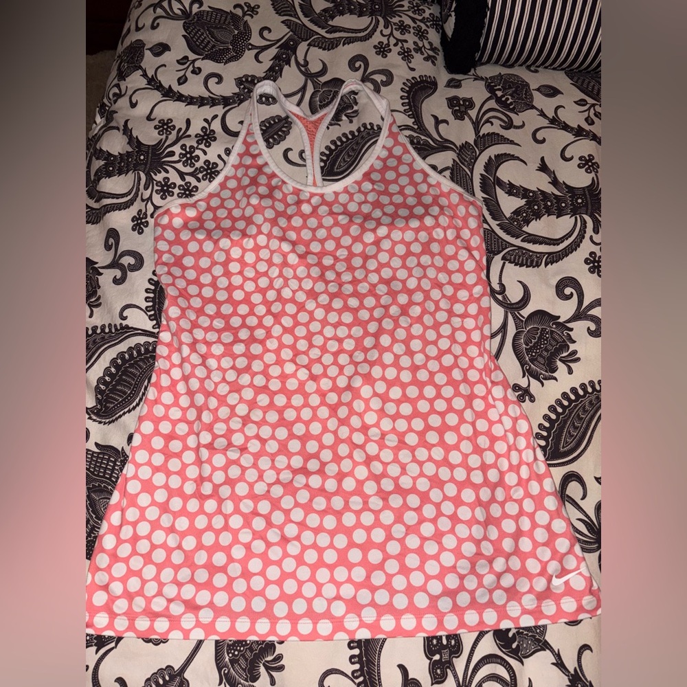 Pink and White Polka Dot Nike Top